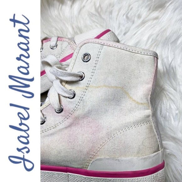 ISABEL MARANT BENKEEN Tie Dye Canvas High Top Sneakers, Size 38 - Picture 5 of 14